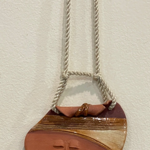 Handmade Clay Pottery Pendant Necklace Silvia Rivera 1985 - Picture 6 of 7
